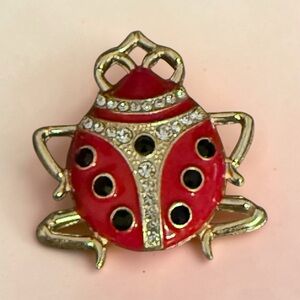Red and Gold Ladybug Brooch